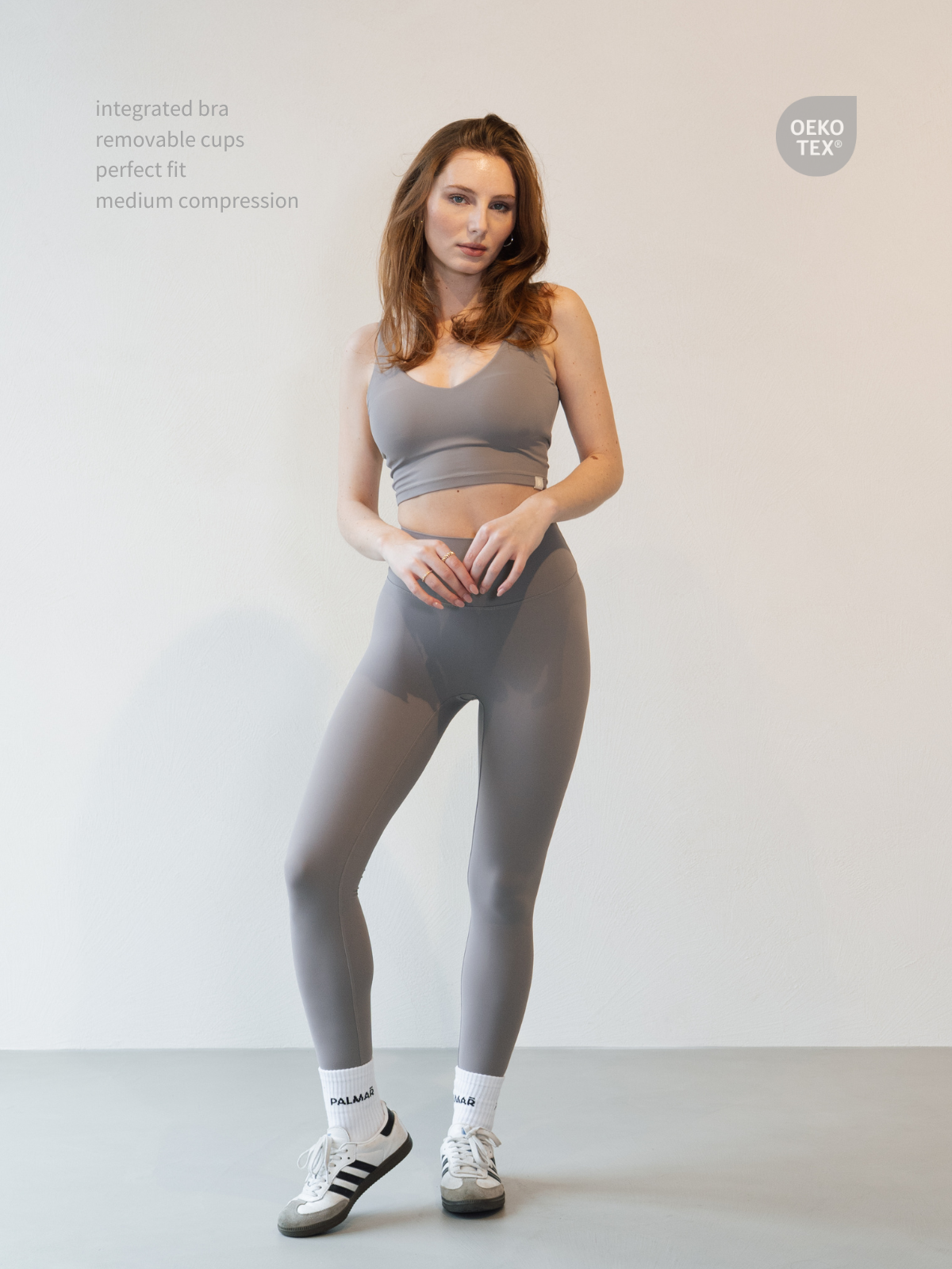 JOSIE V-NECK ACTIVE TOP - Ash