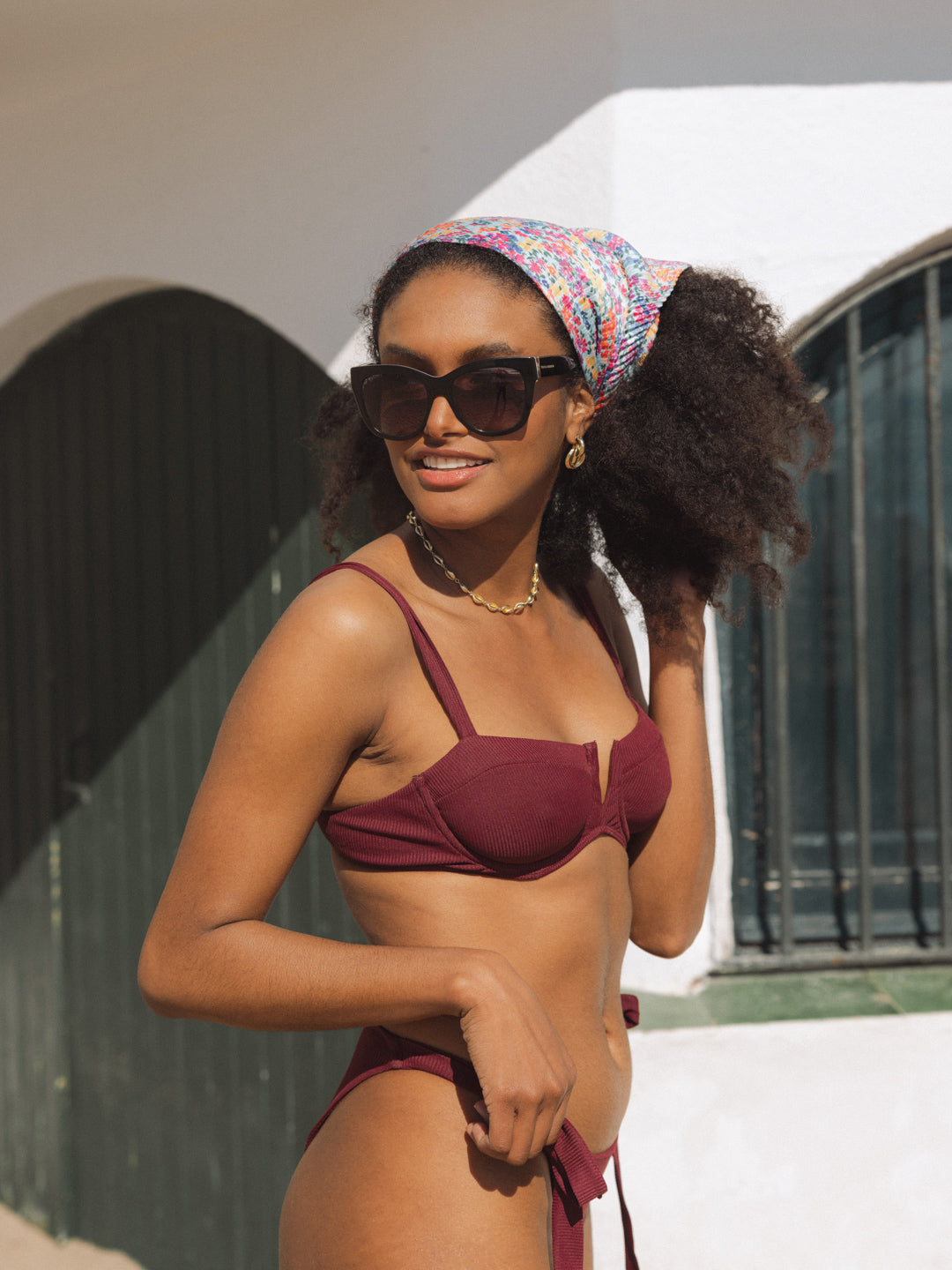 SVEA BIKINI TOP - Vino Ribbed