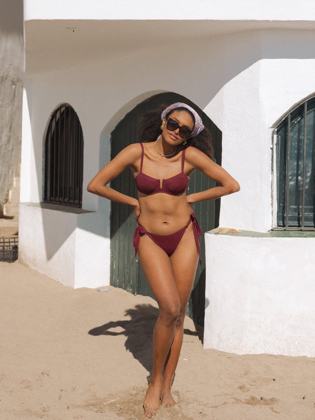 SVEA BIKINI TOP - Vino Ribbed