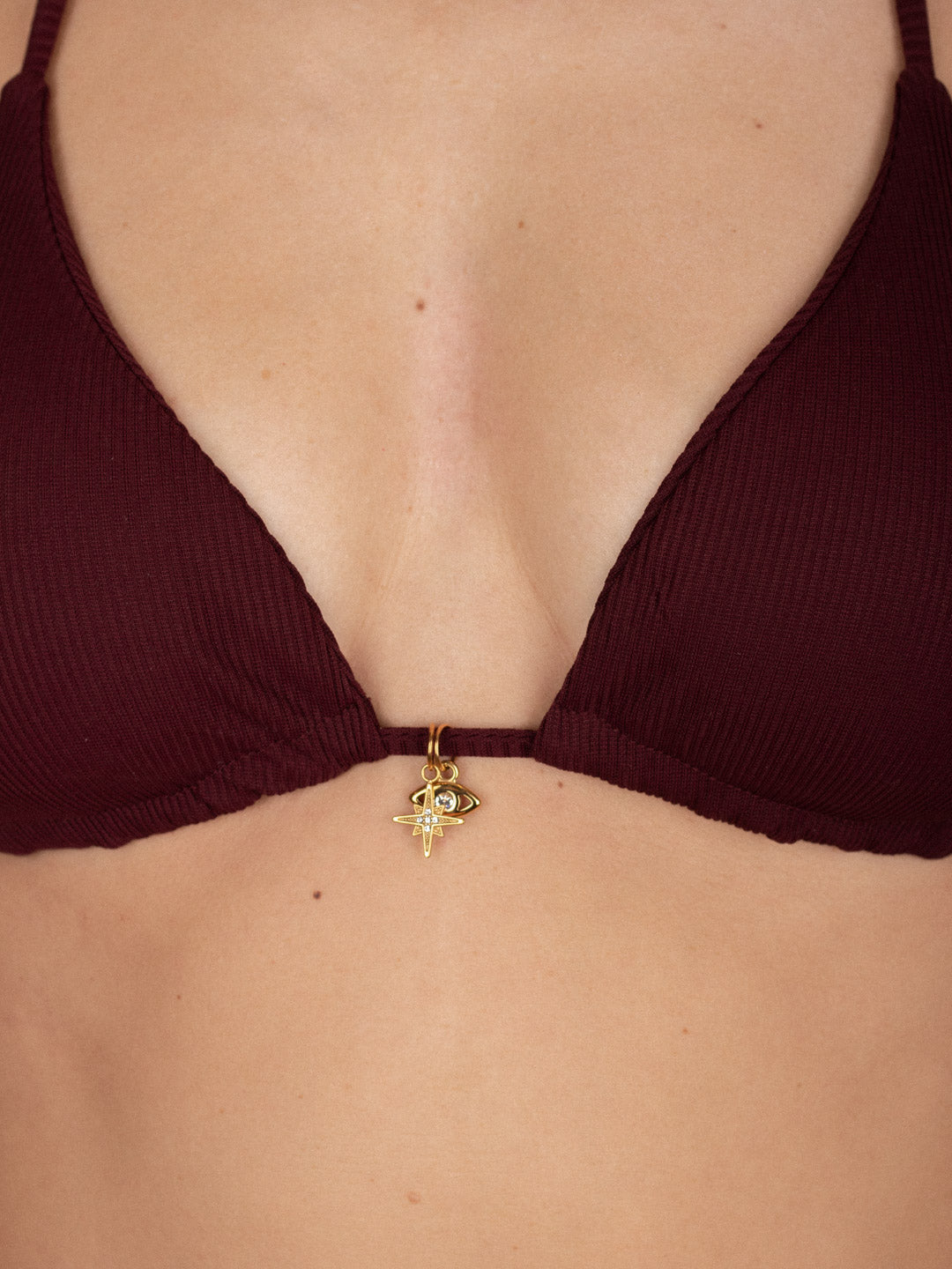 CARLY BIKINI TOP - Vino Ribbed - palmarswimwear