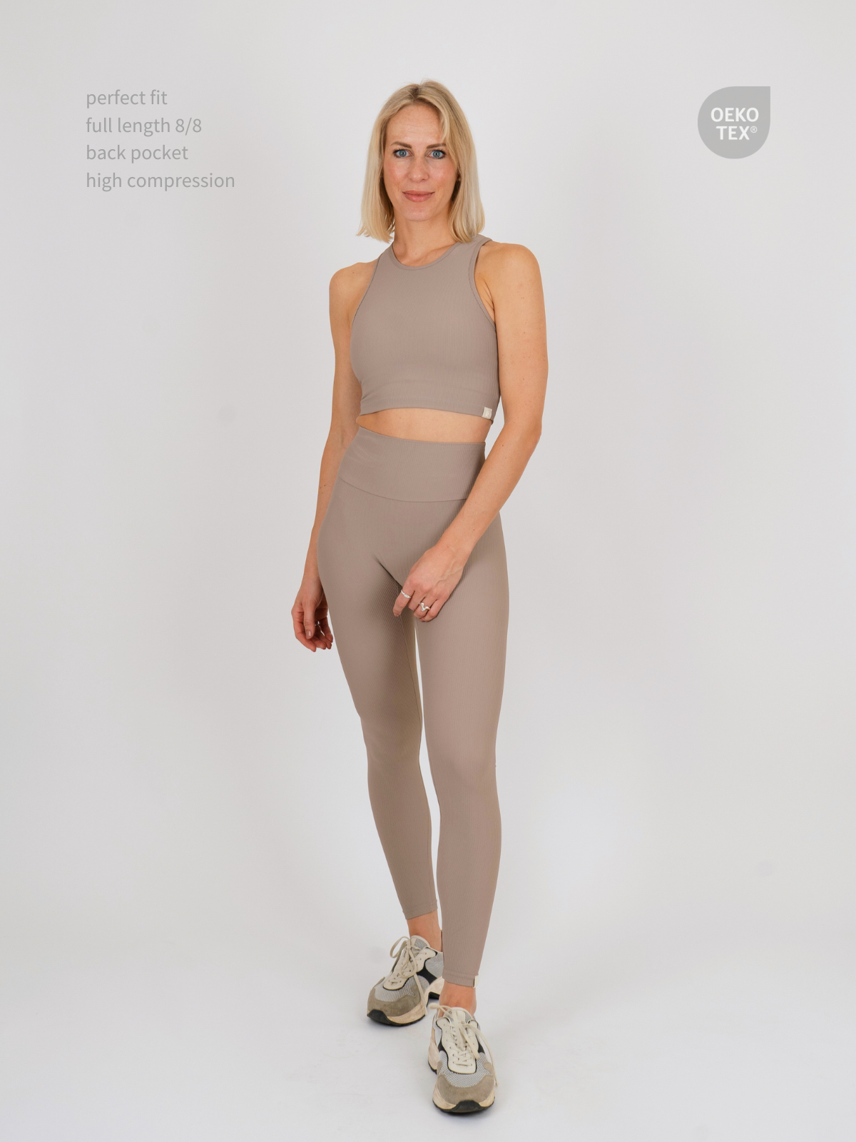 MIRA LEGGINGS - Greige Ribbed