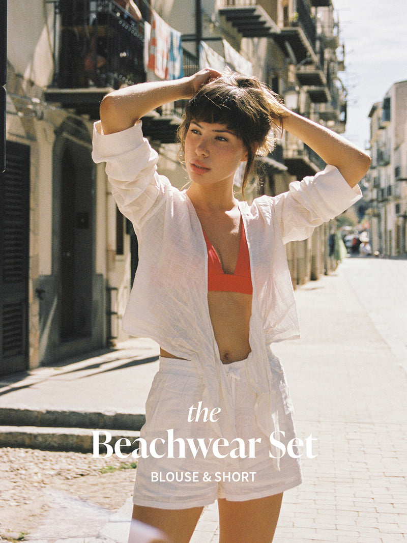 Beachwear Set (Top and Shorts) - Ivory - palmarswimwear