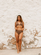 Braunes Bikini Set gerippt feminin Palmar Swimwear